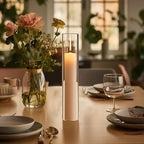 12 Pcs 2.5"W x 14"H Hurricane Glass Candle Holders - Bottomless Glass Hurricane Pillar Candle Holder Open Ended Sleeve Tube Cover for Pillar Candleholders （Metal Candlestick not Included）