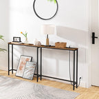 HOOBRO 70.9" Narrow Console Table with Charging Station, 5.9" Sofa Table with 2 Power Outlets and USB Ports, Long Entryway Tables Behind Couch Table, for Hallway, Living Room, Rustic Brown BF185UXG01
