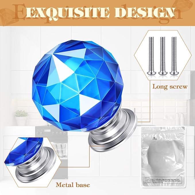 Youyole 10 Pcs Dresser Crystal Knobs 30mm Glass Pull for Cabinets and Drawers Knobs for Dresser Drawers and Kitchen(Artsy Style)