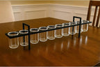 Seraphic 10-Cup Rustic Modern Floating Candle Holder Table Centerpiece Decoration for Dining Room, Kitchen, Patio, Weddings, Metal Iron with Glass Cups, 33" Long