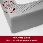 Mellanni Extra Deep California King Sheets - 4 PC Iconic Collection Bedding - Hotel Luxury, Ultra Soft, Cooling Bed Sheets - Wrinkle, Fade, Stain Resistant (Cal King, Light Gray)