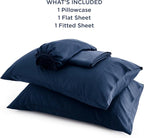 Bedsure Cooling Sheets Twin XL, Rayon Derived from Bamboo, Breathable & Soft Twin XL Sheet Sets, Deep Pocket Up to 16 Inches, Hotel Luxury Silky Dorm Bedding for Hot Sleepers, Navy