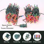BrizLabs Colored Christmas Lights, 139.2ft 600 Count Christmas Tree Lights, 120V UL Certified Connectable Incandescent Mini Light String Set for Outdoor Indoor Xmas Party Garden Home Decor