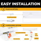 LED Under Cabinet Lighting Hardwired - 3CCT 9 Inch White Finish - Undercabinet Lights for Kitchen - Linkable Undercounter Dimmable Plug in Light or Hard Wired - Under Counter Fixture Direct Wire