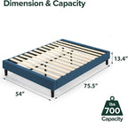 ZINUS Curtis Upholstered Platform Bed Frame, Mattress Foundation, Wood Slat Support, No Box Spring Needed, Easy Assembly, Full, Navy