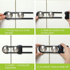 Jetec 10 Pieces Cabinet Locks for Babies, U-Shaped Proofing Drawers Safety Child Locks Adjustable, Easy to Use Childproof Latch for Knob Handle on Kitchen Door Storage Cupboard Closet (Black)