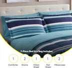 Sweet Home Collection 7 Piece Comforter Set Bag Solid Color All Season Soft Down Alternative Blanket & Luxurious Microfiber Bed Sheets, Marino, Full