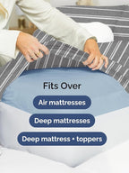 Extra Deep Twin XL Sheet Set - 4 Piece Breathable and Cooling Sheets - Hotel Luxury Bed Sheets Set - Easy Fit - Soft, Wrinkle Free and Comfy Sheets Set - Grey Striped Sheet Set with Extra Deep Pockets