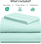 LuxClub 3 PC Sheet Set Bed Sheets Deep Pockets 16" Eco Friendly Wrinkle Free Cooling Machine Washable Hotel Bedding Silky Soft - Aquamarine Twin