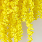 mizii 6Pcs Yellow Wisteria Hanging Flowers 48" Silk Wisteria Artificial Flowers Garland Vines Fake Hanging Flowers Decoration for Wedding Flower Wall Backdrop Centerpieces Party Room Decor (Yellow)
