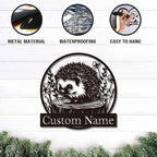 Custom Hedgehog Metal Sign, Personalized Hedgehog Metal Wall Art,Hedgehog Lovers Gift Metal Kid Room Decor,Personalized Hedgehog Lover Name Sign,Kid Nursery Decoration (Hedgehog B)