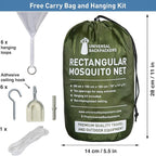 Mosquito Net for Single to King-Sized Beds – 2 Side Openings & 6 Hanging Loops – Decorative Rectangular Shape for Home & Travel – Bed Canopy Hanging Kit & Carrying Bag Included