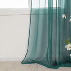 HUTO Dark Teal Green Sheer Curtains 45 inches Long for Bedroom Top Rod Pocket Sheer Window Panels Curtains for Nursery Living Room 52 by 45 Inch Length Set of 2