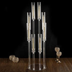 VINCIGANT 8 Arms Clear Candlesticks Holder for Wedding Decorations,Tall Arcylic Candelabra Candle Holder with Shade for Valentines Day Events Party Table Centerpiece,Fit LED Candles