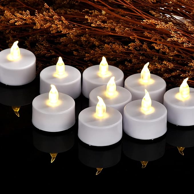 Hanzim LED Tea Lights Candles- 50PACK Flameless Candles Realistic and Bright Flickering Long Lasting 200Hours for Holiday Celebration,Party, Home Decoration Warm White,Battery Operated
