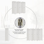 Rose Home Fashion Room Divider, 6 ft Tall Room Dividers and Folding Privacy Screens, 16in Privacy Screen 6 Panel White Space Temporary Wall Foldable Partition Separation