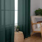 Chyhomenyc Hunter Green Sheer Curtains 84 inches Long 2 Panels Set, Light Filtering Rod Pocket Emerald Voile Sheer Drapes for Living Room Bedroom, 2PCS, Each 42W x 84L