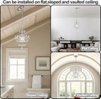 Small Chandelier for Bedroom, 90% Pre-Assembled Chrome Chandelier, Mini Acrylic Crystal Chandelier, 1 Light Pendant Light Fixtures for Bedroom,Closet, Bathroom,Entryway,Foyer, Living Room