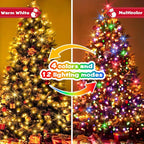 Battery Christmas Lights 2 Pack, 17ft 50 LED Dual Color Changing Mini String Light with 3 Auto-Timer Options and 12 Lighting Modes Waterproof Tree Lights (Warm White & Multicolor, 50 LEDs x 2 Pack)