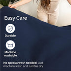 Split King Bed Sheet Set - 7 Piece Split King Bed Sheet Set - Soft Hotel Luxury Bedding - Cooling, Comfy & Breathable - 1 Flat & 1 Fitted & 4 Pillowcases with Deep Pockets - Wrinkle Free - Navy Blue