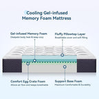 ONENICE 12 Inch King Mattress in a Box, Breathable Gel-Memory Foam Plus Pillowtop Mattress for Pressure Relief, CertiPUR-US Certified Bed in a Box, Fiberglass-Free