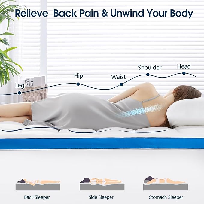 Queen Mattress Topper, CYMULA Cooling Mattress Pad Cover PillowTop for Bed Back Pain, Extra Thick Mattress Protector Firm Soft Floor Fill Overfilled with 8-21 Inch Deep Pocket, 60"x80"White