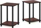 Furinno Turn-N-Tube End Table Corner Shelves, Set of 2, Dark Cherry/Black