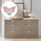 Butterfly Cabinet Knobs,6 Pieces Butterfly Knobs Single Hole Pulls Handles Decorative Door Cabinet Drawer Cupboard Furniture Door Wardrobe (Pink)