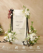 Ling's moment 41.0" Tall Free-Standing Wedding Aisle Artificial Flowers for Ceremony Decor, 2PCS White Walkway Floral Chair Markers, Faux Rose Altar Arch Arrangement Spring Decorations Outdoor
