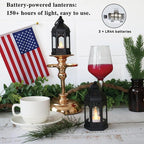LLQ 8Pcs Mini Lanterns for Centerpiece, Ramadan Decorations, Battery Included, Decorative Candle Lanterns for Indoor, Small Vintage Lantern for Halloween Christmas Wedding Table Decor, Black