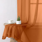 Aiyufeng Orange Sheer Curtains 96 Inches Long 2 Panels Set, Light Filtering Soft Airy Voile Rod Pocket Orange Sheer Window Drapes for Bedroom Living Room, Each 42Wx96L Inches