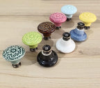 HUAMULAN 15 PCS Cabinet Knobs Glossy Ceramic Dresser Mushroom Table Drawer Cupboard Pull Furniture DIY Wardrobe Solid Color Vintage Handle,with 3 Size Mounting Screws