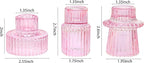 Vixdonos Pink Candlestick Holders Set of 3 Glass Candle Holders for Taper Candles,Pillar Candles and Tealight Candles