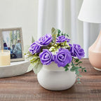 Juvale 100-Pack Purple Faux Flowers for Wedding Decor - 3-in Stemless Artificial Roses - Reusable Plastic Heads for Centerpiece Table Decorations & Crafts