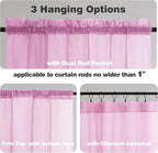 Chyhomenyc Pink Curtains Over Sink 36 Inch Length 2 Panels, Light Filtering Short Rod Pocket Voile Sheer Drapes for Bathroom Living Room Small Windows, Each 42W x 36L inches
