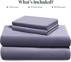 LuxClub King Size Sheets Set, 100% Rayon Derived from Bamboo Cooling Sheets, Breathable & Soft Deep Pocket Up to 16", Hotel Luxury Silky Sheets King Size, Light Grey