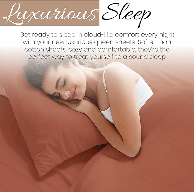 Linen Market Bed Sheets for Twin Size Bed (Clay) - Sleep Better Than Ever with These Soft and Cooling Twin Sheets - Deep Pocket Fits 16" Thick Beds - 4 Piece Twin Sheet Set