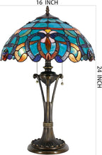 Tiffany Table Lamp Blue Green Stained Glass Desk Lamp 16X16X24 Inches Jewelry Baroque Style Reading Light