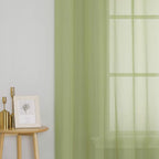 KEQIAOSUOCAI Sage Green Sheer Curtains - Grommet Light Filtering Window Treatment Voile Curtain Panels for Living Room (54 Wide 72 Long Per Panel,2 Panels)