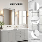 USHOWER Brushed Nickel Bathroom Mirrors 22"x30" 2 Pack, Silver Rectangle Mirrors for Over Sink, Rounded Corner, Aluminum Frame, Anti-Rust, Tempered Glass, Horizontal or Vertical Mounted