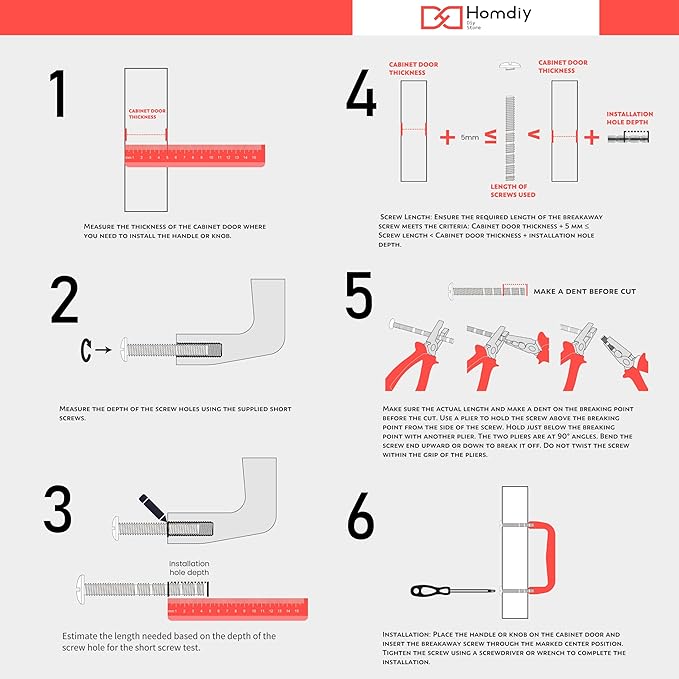 homdiy 25 Pack Adjustable Black Cabinet Pulls 2" to 8.8" (51-224mm) Adjustable Hole Distance Drawer Pulls