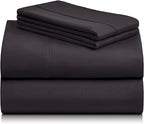 LuxClub Twin XL Sheets - Soft Twin Bed Sheets for-Boys-and-Girls-3 PC Deep Pockets Wrinkle Free-Kids-Fitted Sheets Machine Washable Hotel Bedding Silky Soft - Black Twin XL