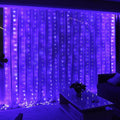 HXWEIYE 300LED Fairy Curtain Lights, 9.8x9.8Ft USB Plug-in 8 Modes Christmas String Hanging Lights with Remote for Bedroom Backdrop Wedding Party Indoor Wall Decor, Purple, Tangle-Free