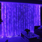 HXWEIYE 300LED Fairy Curtain Lights, 9.8x9.8Ft USB Plug-in 8 Modes Christmas String Hanging Lights with Remote for Bedroom Backdrop Wedding Party Indoor Wall Decor, Purple, Tangle-Free