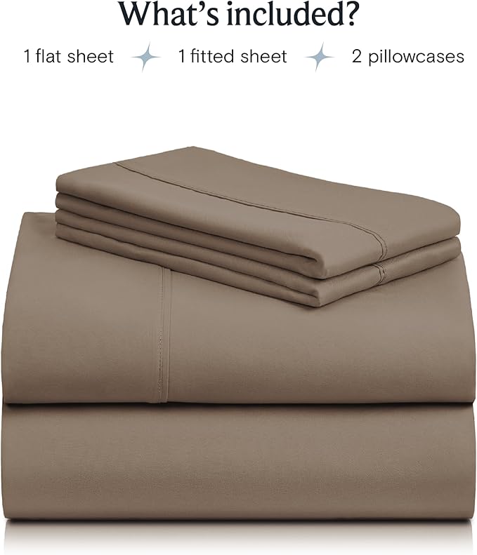 LuxClub 4 PC Sheet Bed Sheets Deep Pockets 18" Eco Friendly Wrinkle Free-Kids-Fitted Sheets Machine Washable Hotel Bedding Silky Soft - Dark Khaki Twin