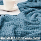 Exclusivo Mezcla Fleece Bed Blanket Queen Size, Super Soft and Warm Blankets for Couch, Sofa and Bed Waffle Textured, Cozy, Fuzzy and Lightweight (Slate Blue, 90x90 Inches)