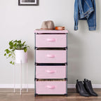 Juvale 4-Tier Dresser for Bedroom - 16.5 x 13 x 33 in, Pink, Modern - Closet Dresser with 4 Fabric Drawers for Clothes & Bedroom Storage