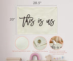 This Is Us Rectangular Canvas Banner-Flag Wall Sign Decor for Teen Friends Husband,Farmhouse Home Living Room Bedroom Reading Room Office Wall Decor-Baby Shower Birthday Christmas Gift