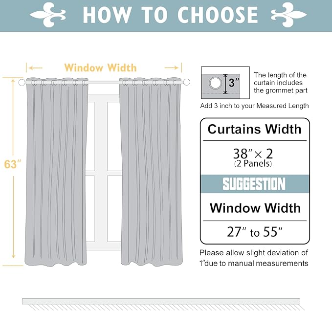 ChrisDowa 100% Blackout Curtains 63 inch Long for Bedroom with Black Liner, 2 Thick Layers Total Blackout Thermal Insulated Grommet Window Curtains 2 Panels Set (Light Beige, 38 x 63 Inch)
