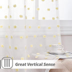 MYSKY HOME 120 Inch Long Living Room Curtains for Windows Sliding Door Yellow Pom Pom Curtains for Bedroom Set of 2 Sheer Curtains Farmhouse Rod Pocket Parties Backdrops 52" x 120"